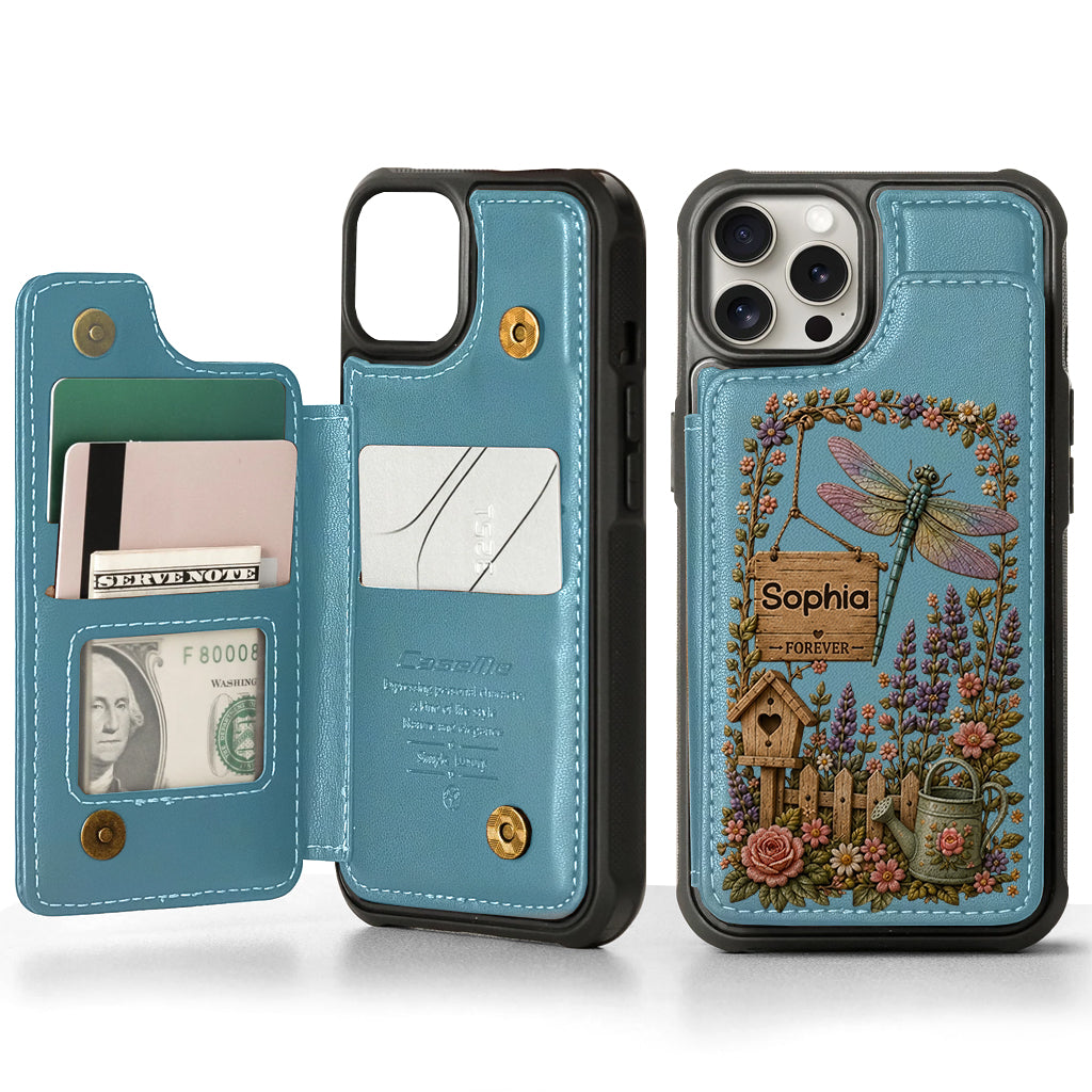 Humingbird, Dragonfly - Personalized Gardening Wallet Phone Case