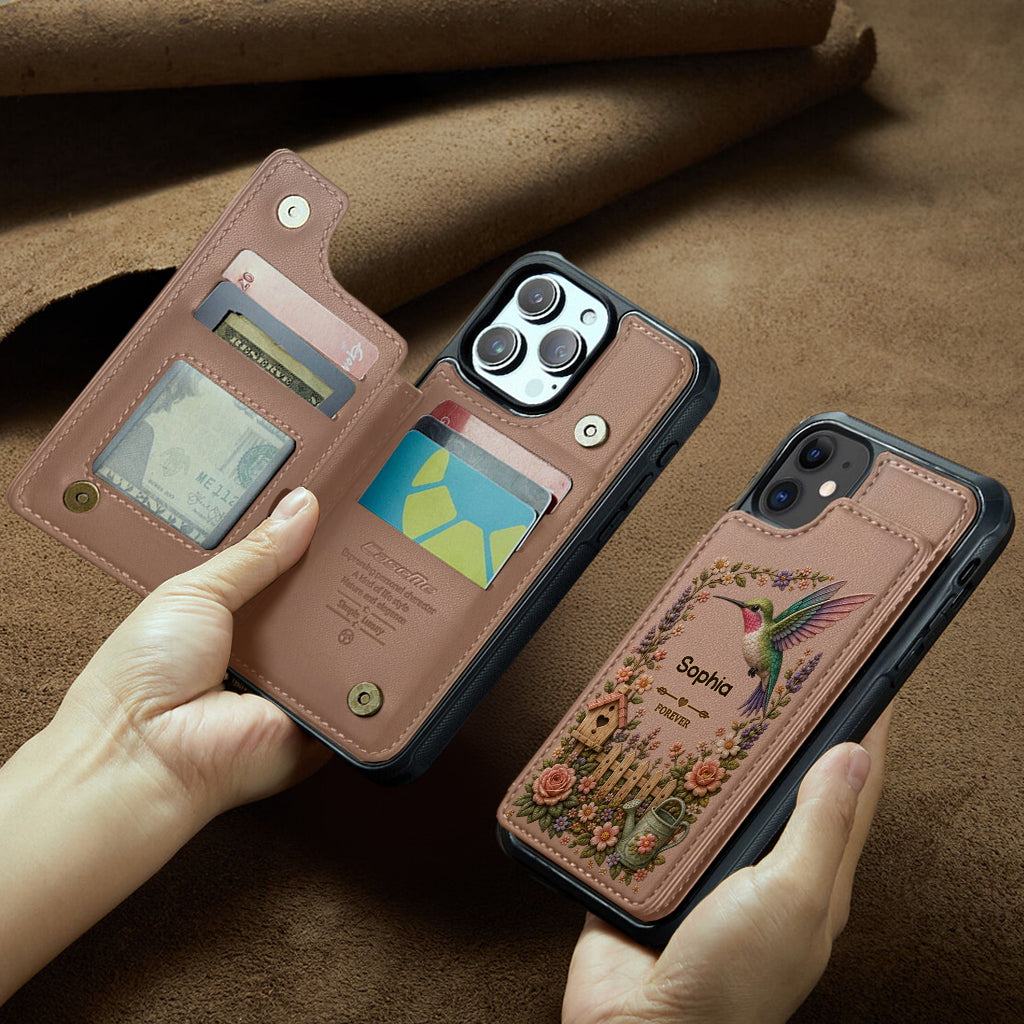 Humingbird, Dragonfly - Personalized Gardening Wallet Phone Case