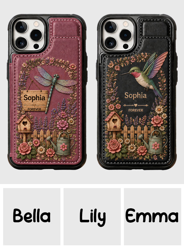 Humingbird, Dragonfly - Personalized Gardening Wallet Phone Case