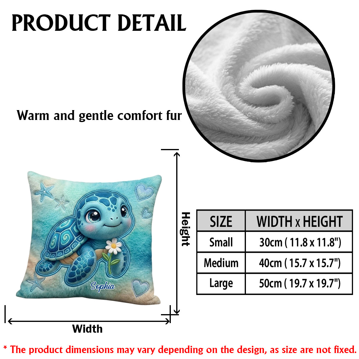 Salty Lil' Beach - Coussin en Fausse Fourrure Personnalisé Tortue
