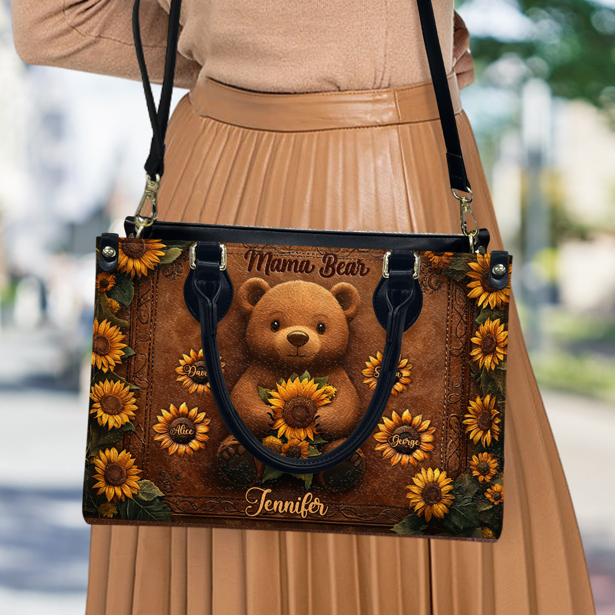 Mama Bear - Personalized Mother Leather Handbag