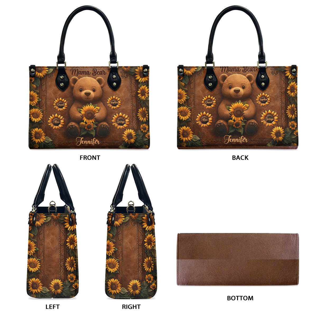 Mama Bear - Personalized Mother Leather Handbag