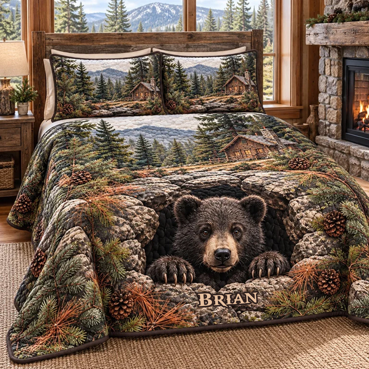 Mountain Bear - Personalized Bear Quilt Set