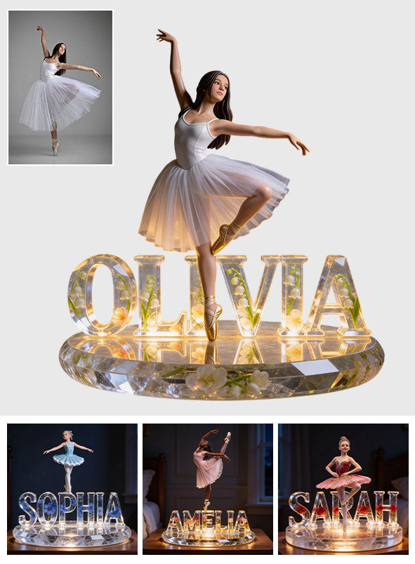 Ballerine & Floral - Lampe de Nuit LED Acrylique Personnalisée