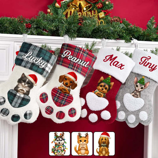 Fröhliche Hundeweihnachten! - Personalisierter Weihnachtsstrumpf in Hundeform