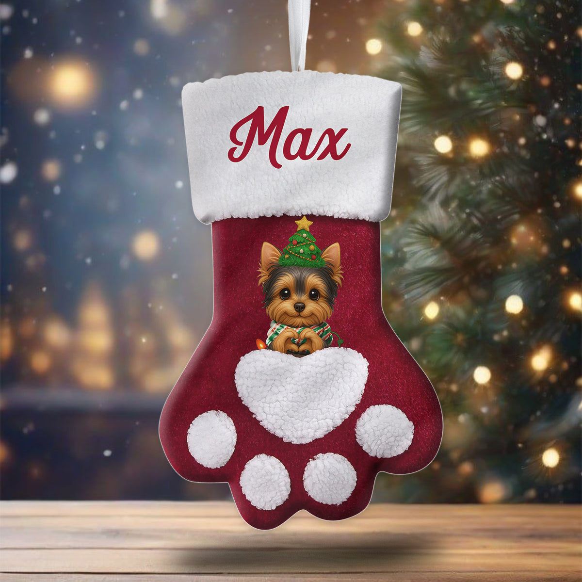 Fröhliche Hundeweihnachten! - Personalisierter Weihnachtsstrumpf in Hundeform