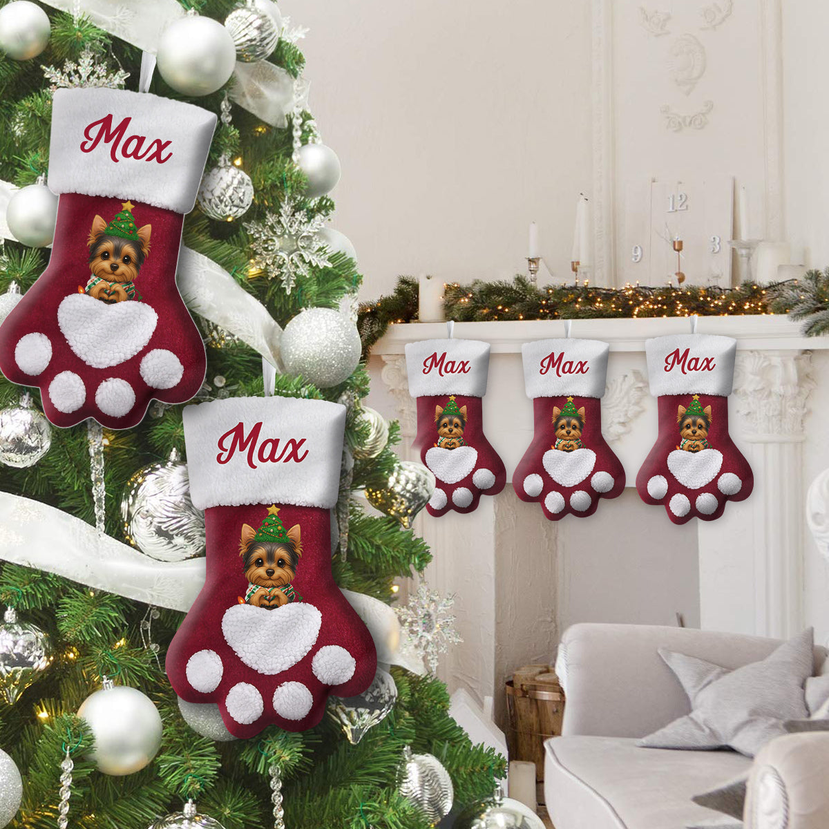Fröhliche Hundeweihnachten! - Personalisierter Weihnachtsstrumpf in Hundeform