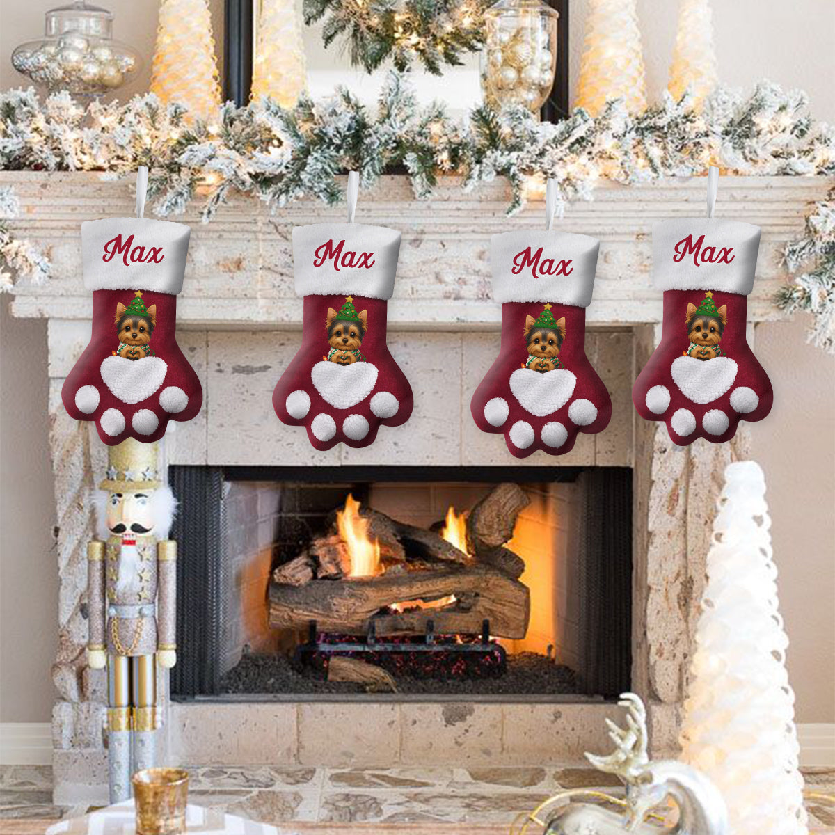 Fröhliche Hundeweihnachten! - Personalisierter Weihnachtsstrumpf in Hundeform