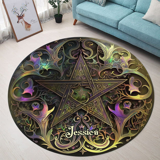 Pentagram - Personalized Witch Round Rug