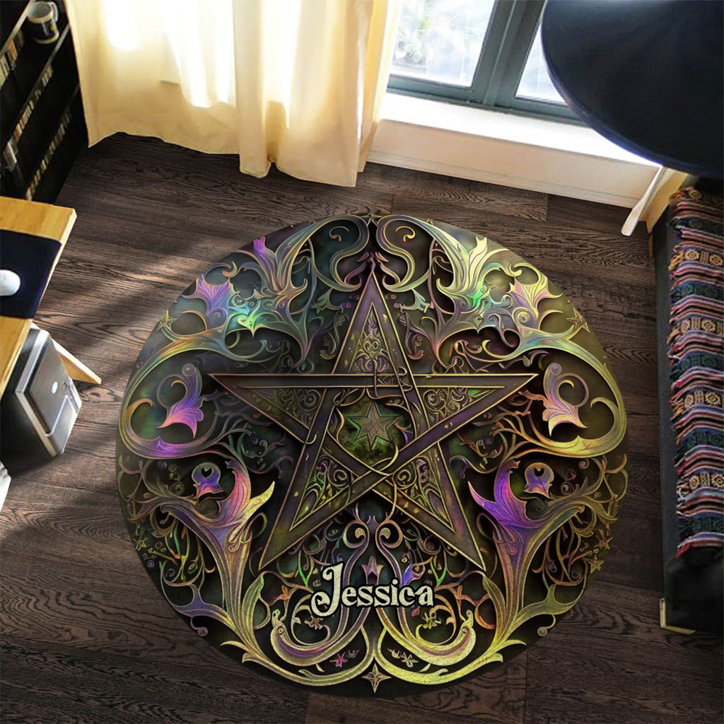 Pentagram - Personalized Witch Round Rug