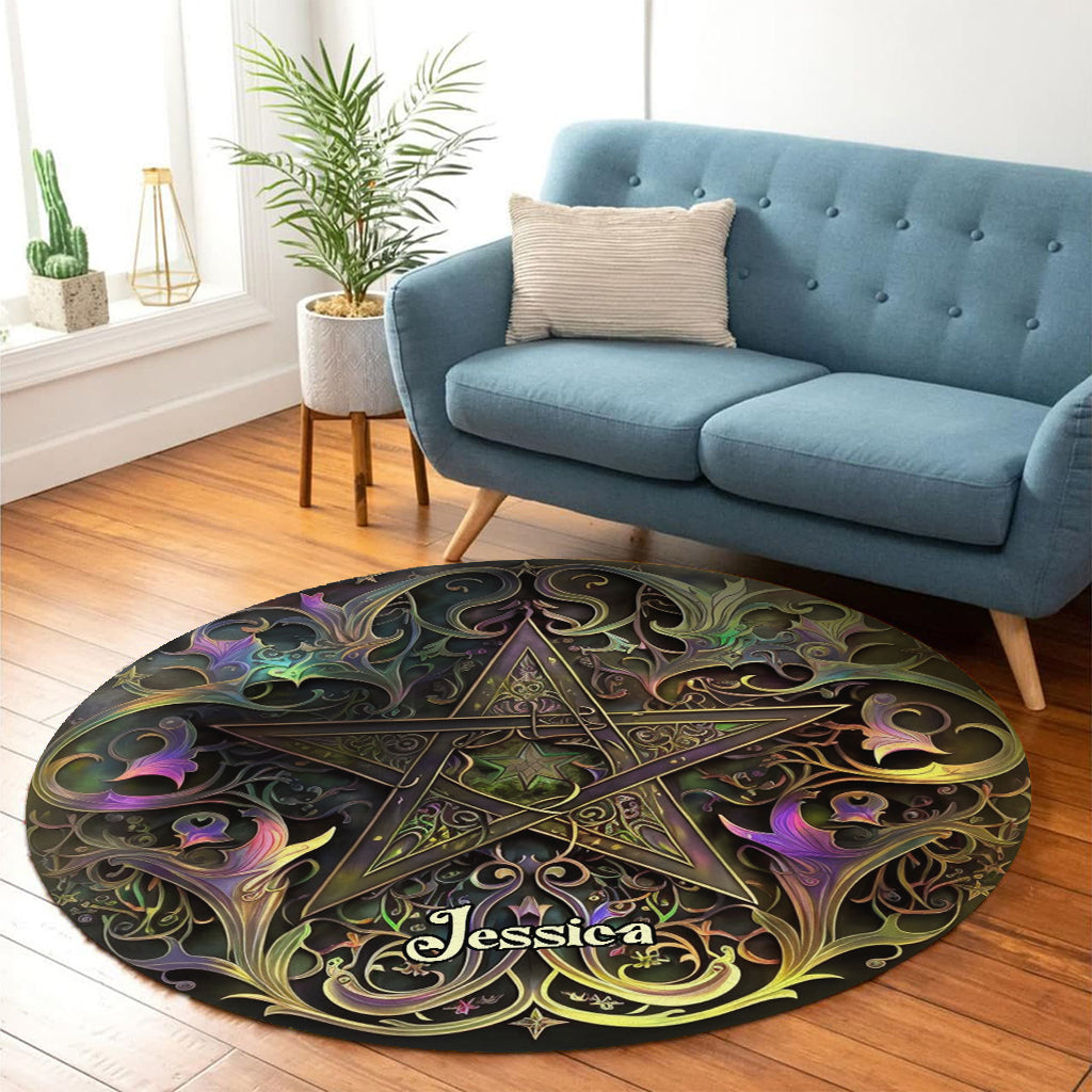 Pentagram - Personalized Witch Round Rug