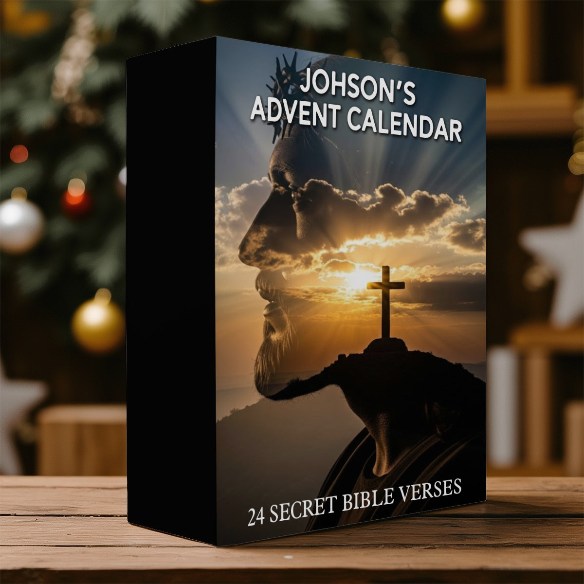 Calendrier de l'Avent avec versets bibliques - Calendrier de l'Avent chrétien pliable et personnalisé avec décorations