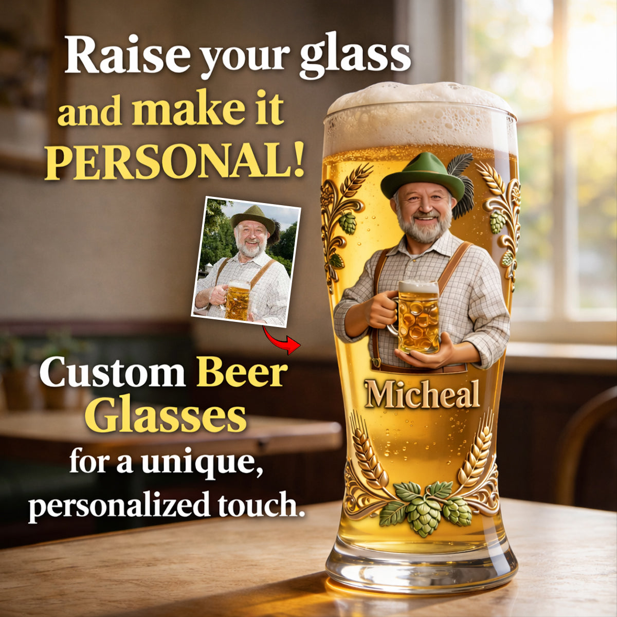 Cadeau pour les amateurs de bière - Pinte de bière personnalisée