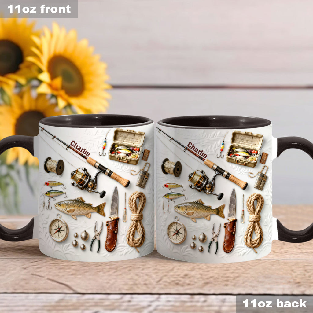 Liebe zum Angeln – Personalisierte Tasse und Untersetzer mit Angelmotiv
