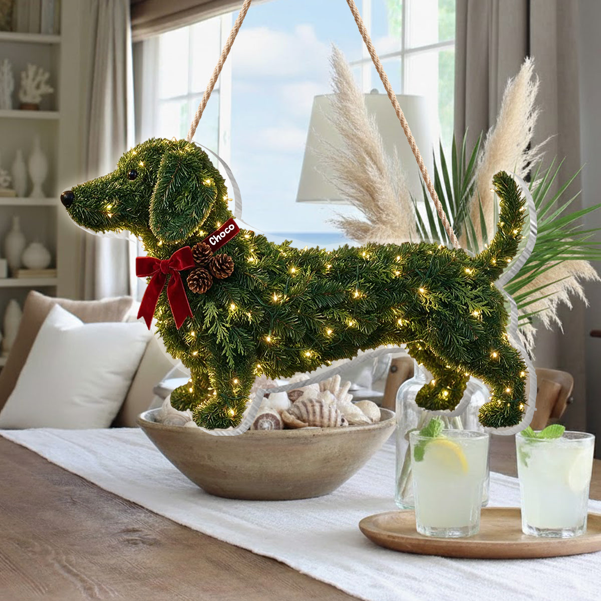 Christmas Dachshund - Personalized Dachshund LED Light Acrylic Sign