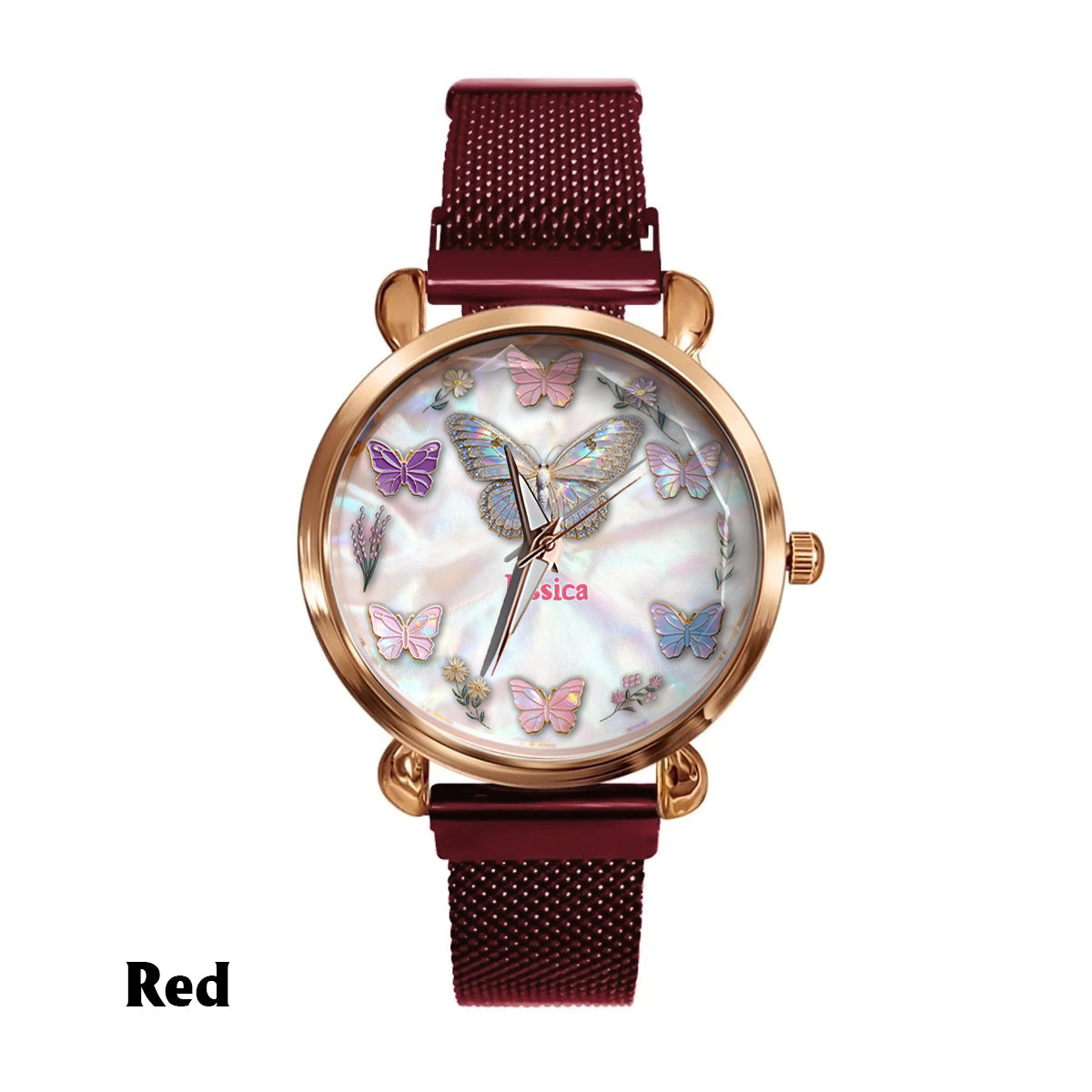 Montre-bracelet papillon personnalisée Sparkle Butterfies pour femme