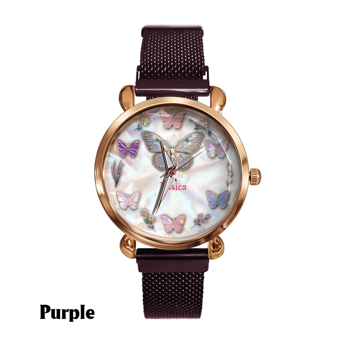 Montre-bracelet papillon personnalisée Sparkle Butterfies pour femme