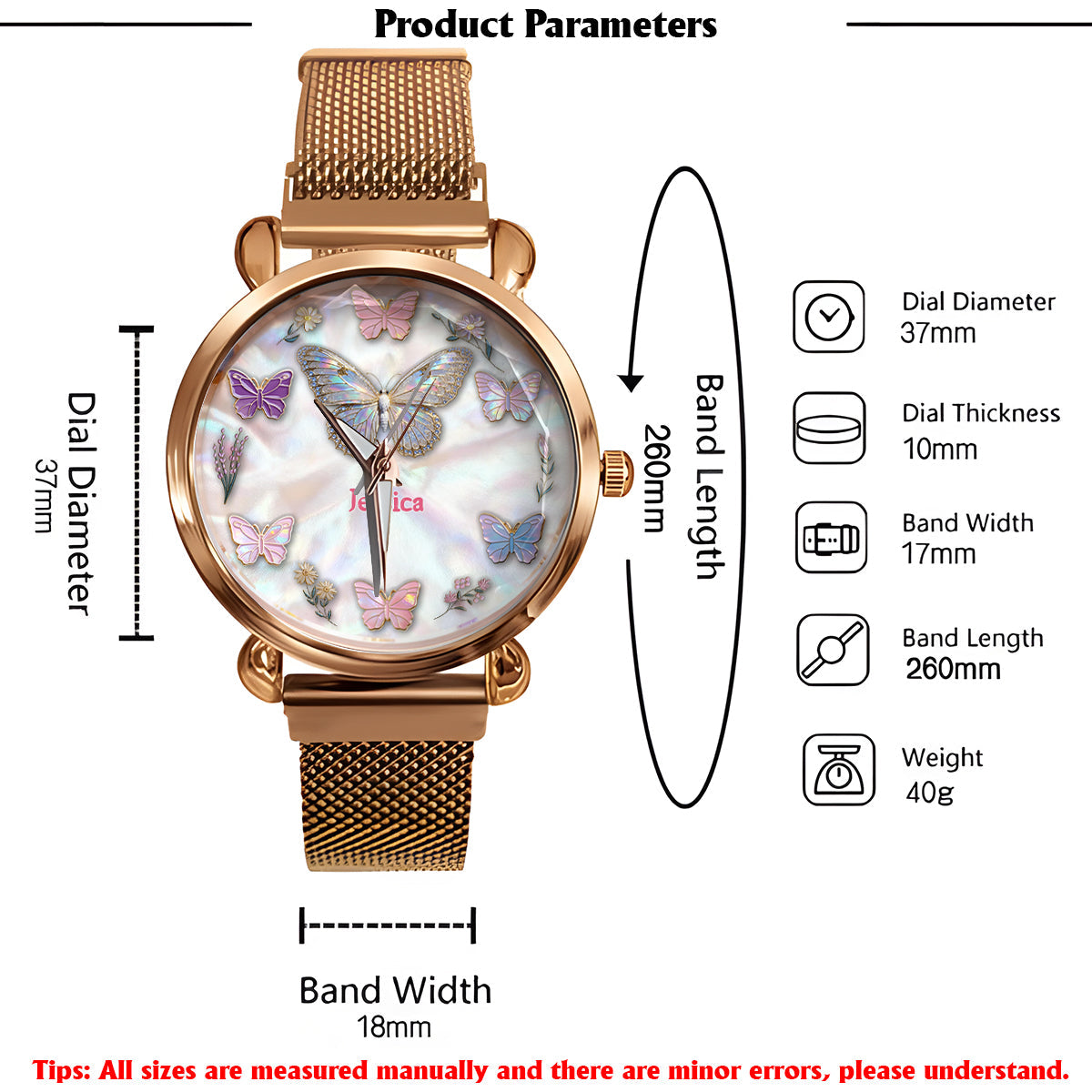 Montre-bracelet papillon personnalisée Sparkle Butterfies pour femme