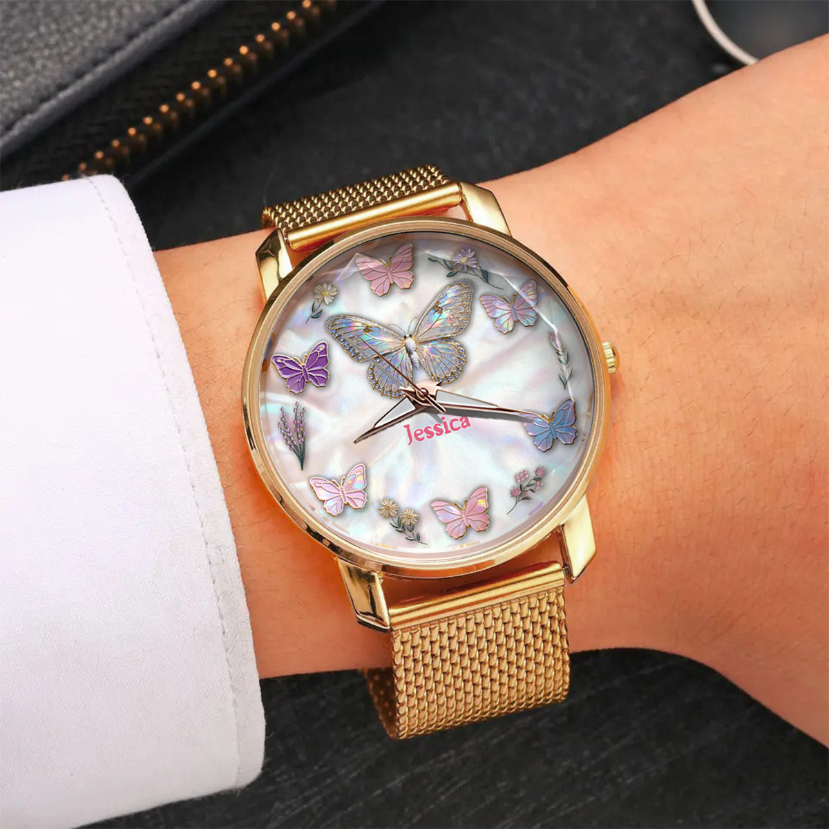 Montre-bracelet papillon personnalisée Sparkle Butterfies pour femme