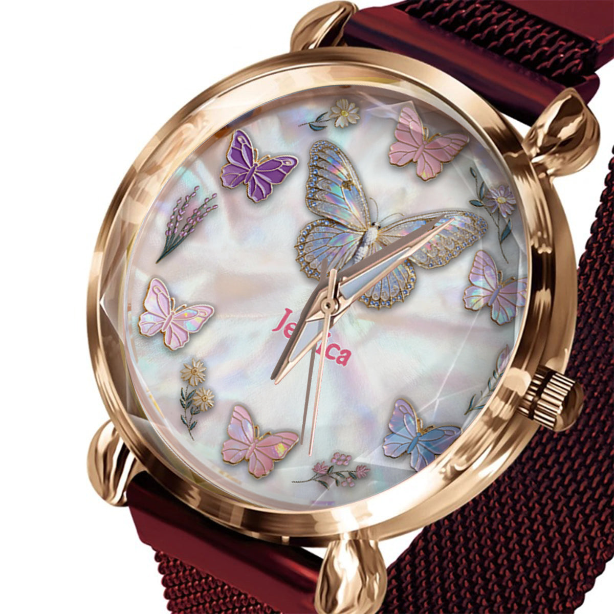 Montre-bracelet papillon personnalisée Sparkle Butterfies pour femme