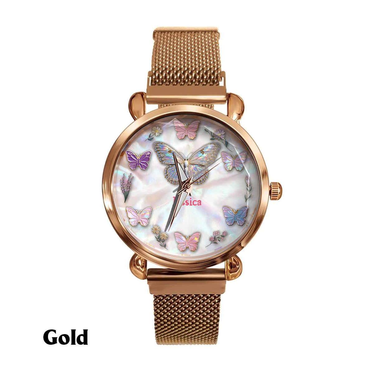 Montre-bracelet papillon personnalisée Sparkle Butterfies pour femme