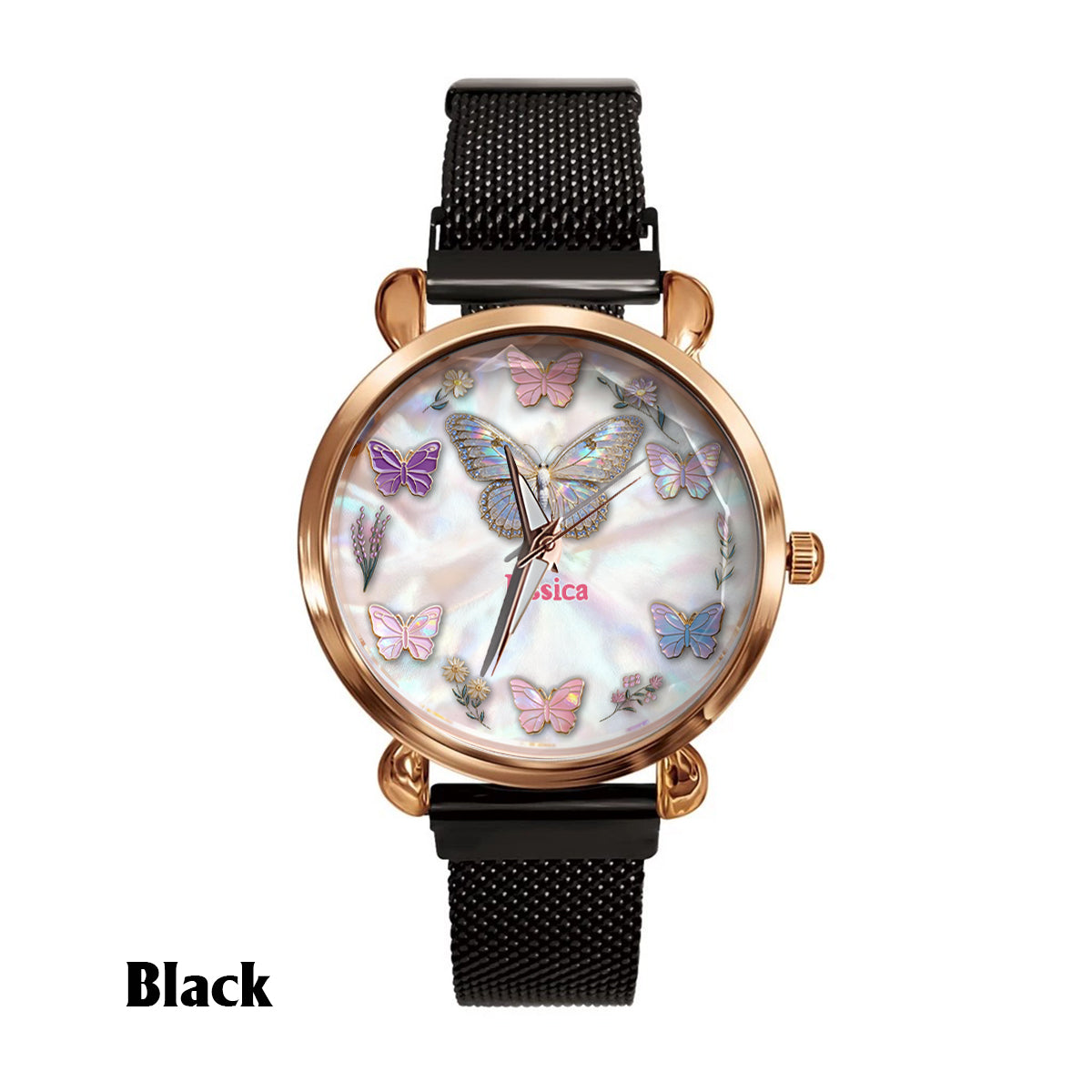 Montre-bracelet papillon personnalisée Sparkle Butterfies pour femme