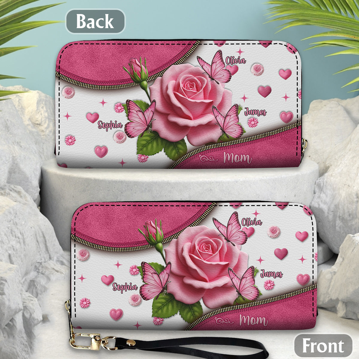 My Beautiful Kids Gift For Mom, Grandma - Personalized Mother Leather Long Wallet
