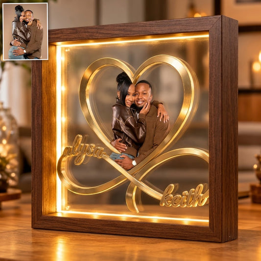 Je t'aime infiniment - Cadre en bois personnalisé avec lumière LED