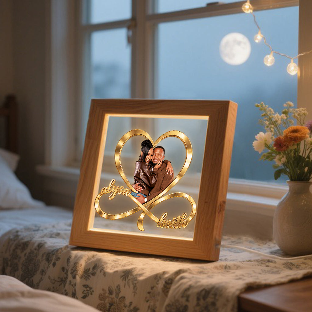 I Love You Infinite - Personalized Couple Wooden Frame LED Light