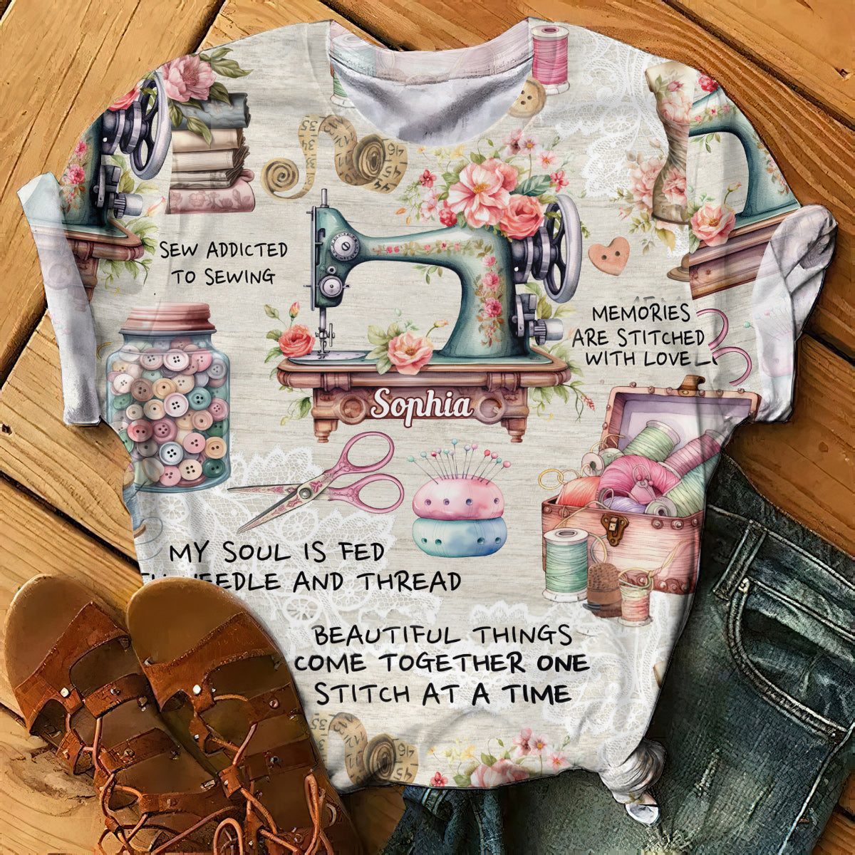 Sew Addicted To Sewing - Personalized Sewing All Over Shirt