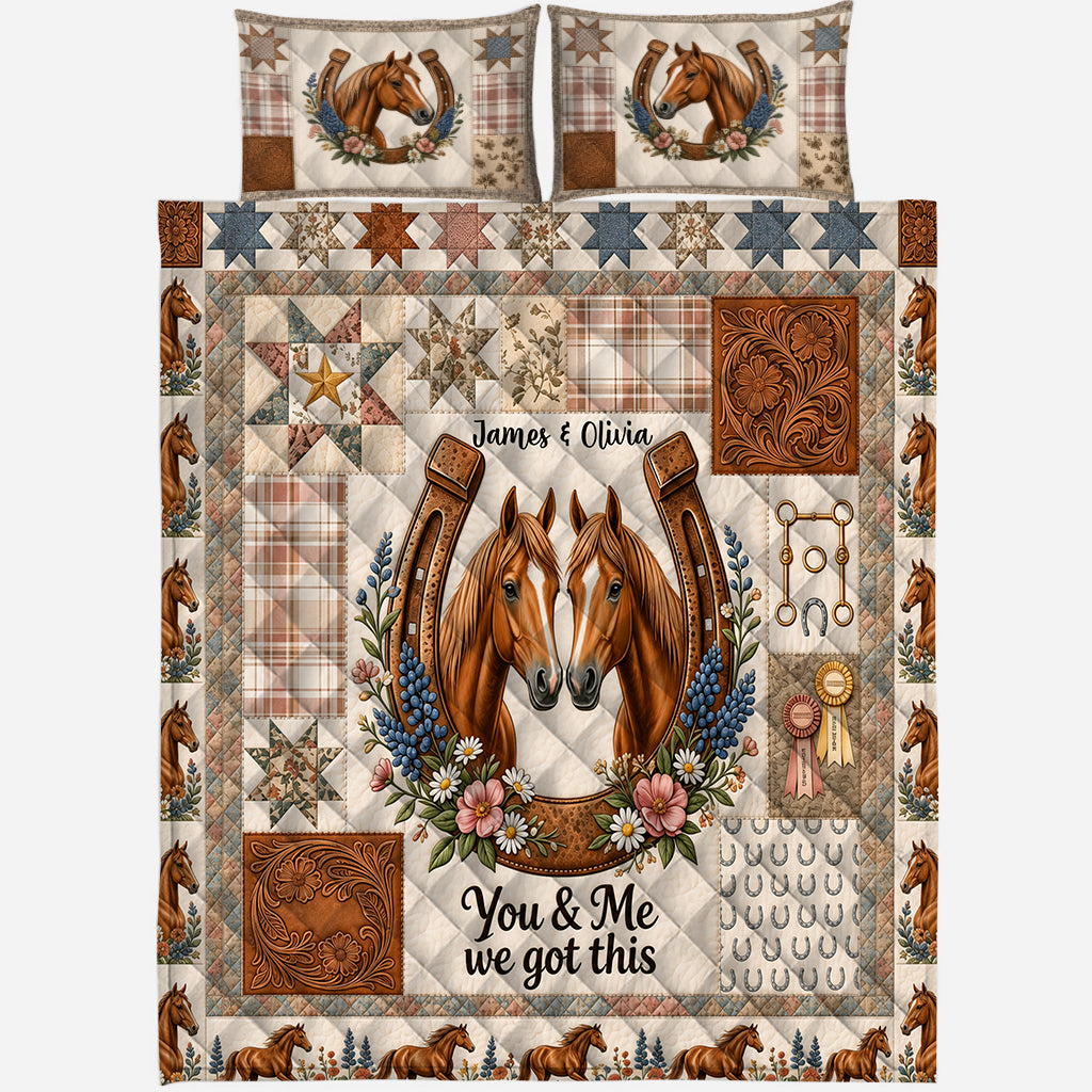 You & Me We Got This - Personalized Horse Quilt Set