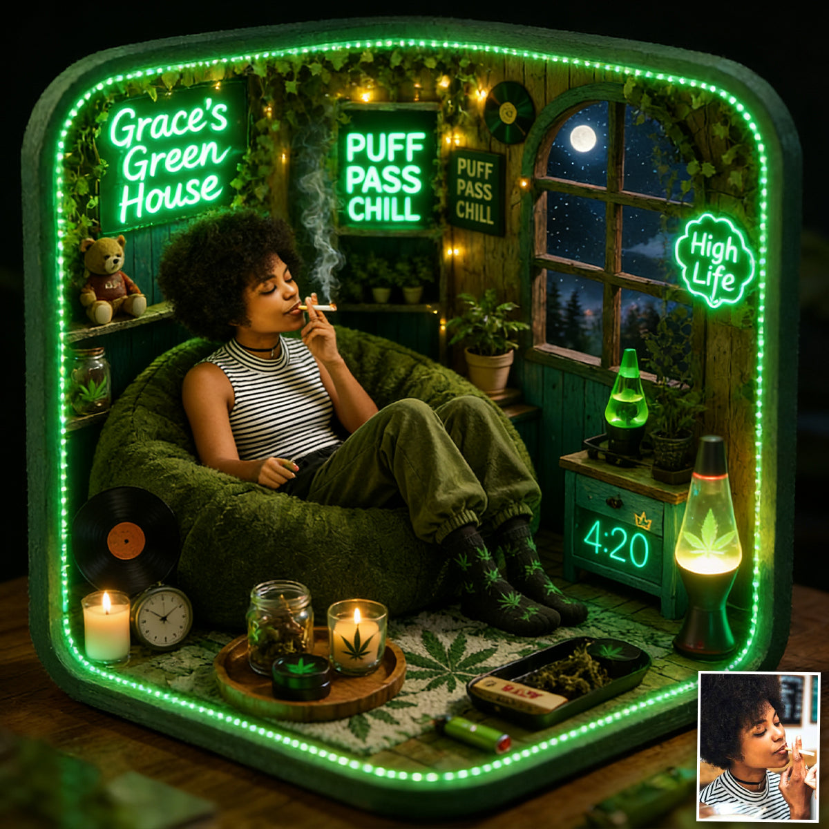 Stoner Geschenk - Personalisierte Weed Acryl LED Nachtlicht