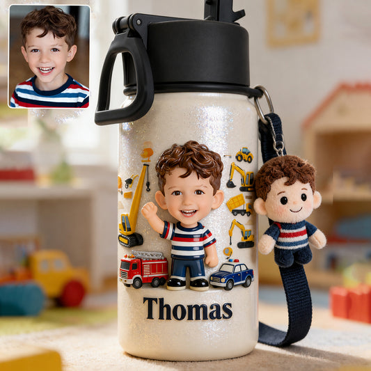 Photo Personnalisée - Bouteille Enfant Personnalisée Avec Charm Plush