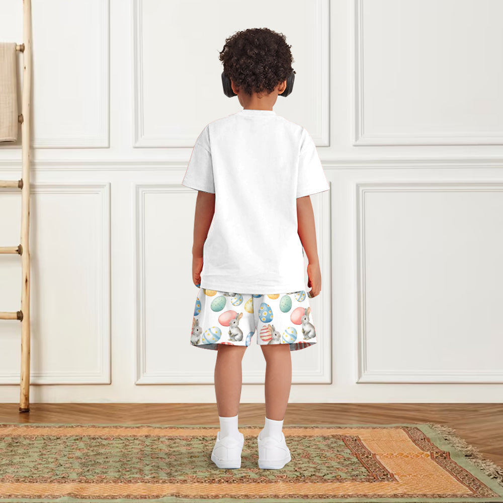 T-shirt et short personnalisés pour enfant avec lapin de Pâques