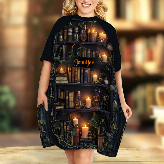 Just A Girl Who Loves Books - Personalized Book Sleep T-shirt Dress