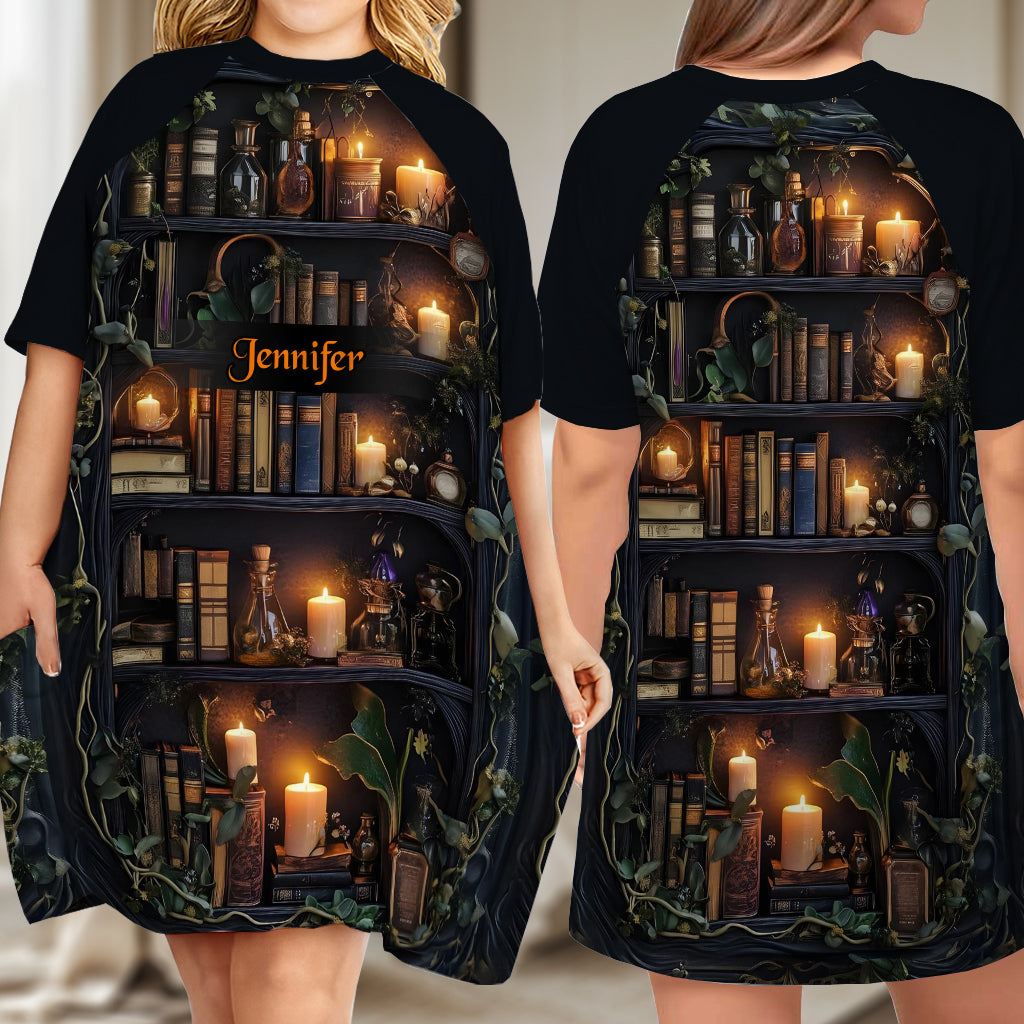 Einfach ein Mädchen, das Bücher liebt – personalisiertes Schlafshirt-Kleid mit Buchmotiv