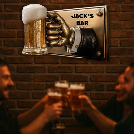 L'heure de la bière - Cadeau pour bar - Panneau métallique personnalisé découpé à la bière