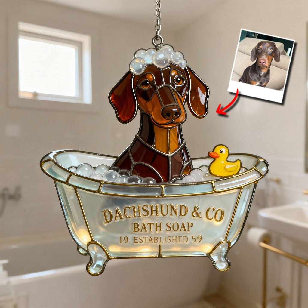 Savon de bain Wash Your Paws Pet & Co - Attrape-soleil hologramme personnalisé pour chien à suspendre à la fenêtre