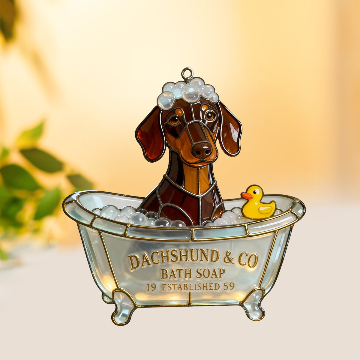 Savon de bain Wash Your Paws Pet & Co - Attrape-soleil hologramme personnalisé pour chien à suspendre à la fenêtre