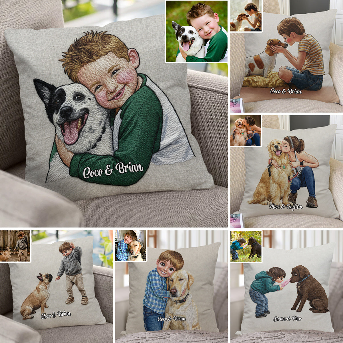 Coussin décoratif personnalisé avec photo de chien drôle