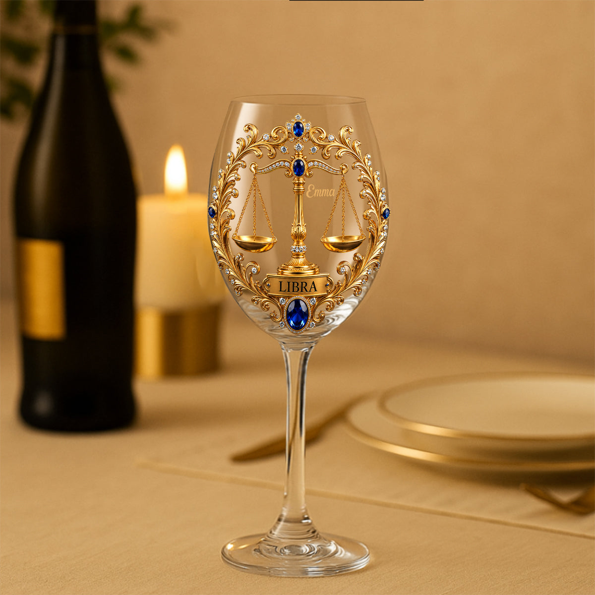 Das Gemütliche Königin Geschenkset - Personalisierte Horoskop Satinrobe & Bettwäsche Set & Weinglas