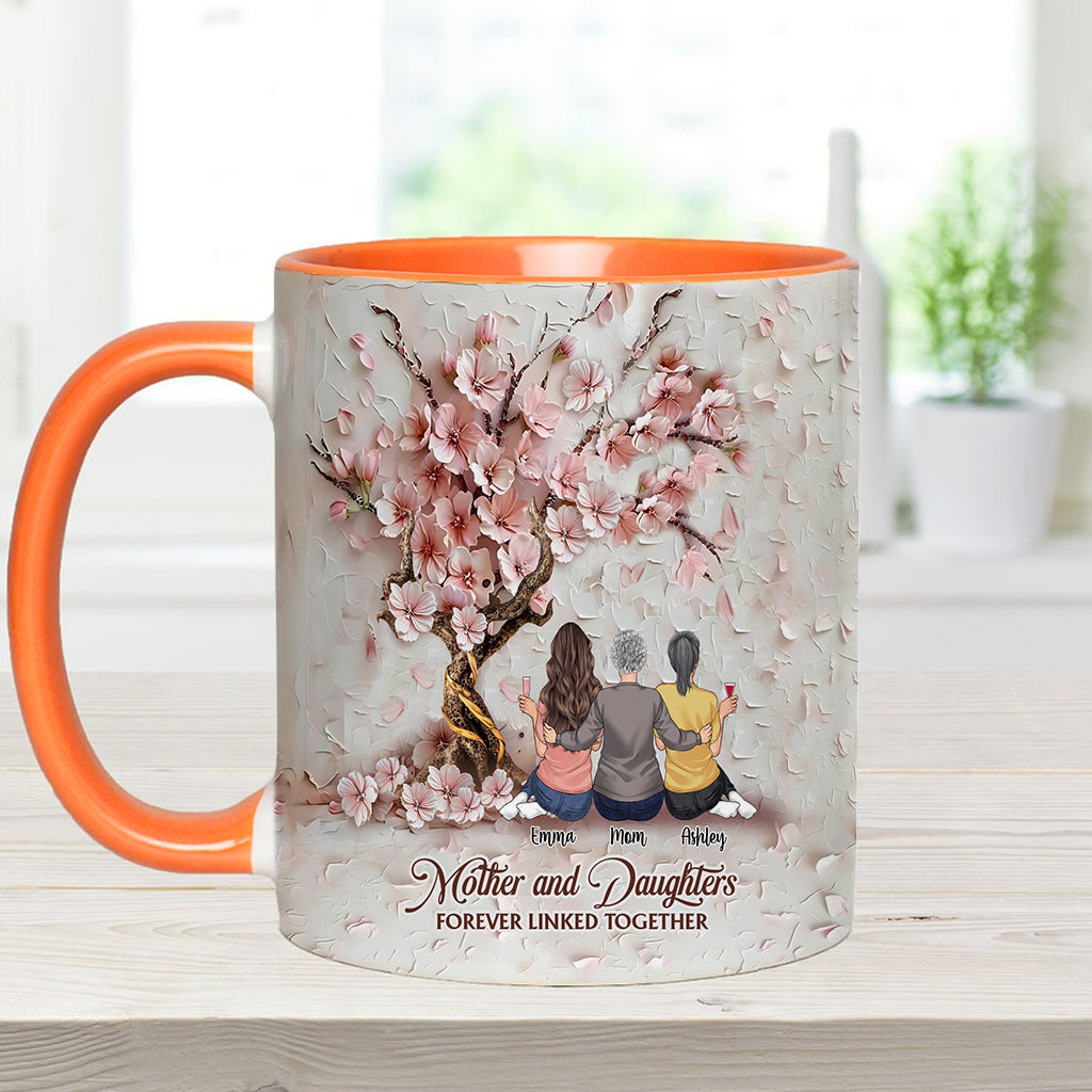 Mother And Daughters Forever Linked Together - Personalized Mother Accent Mug