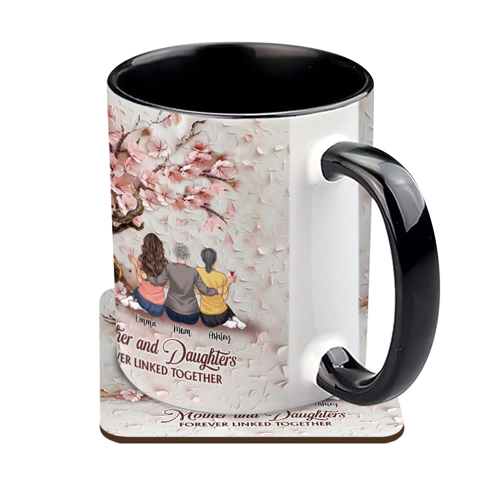 Mother And Daughters Forever Linked Together - Personalized Mother Accent Mug