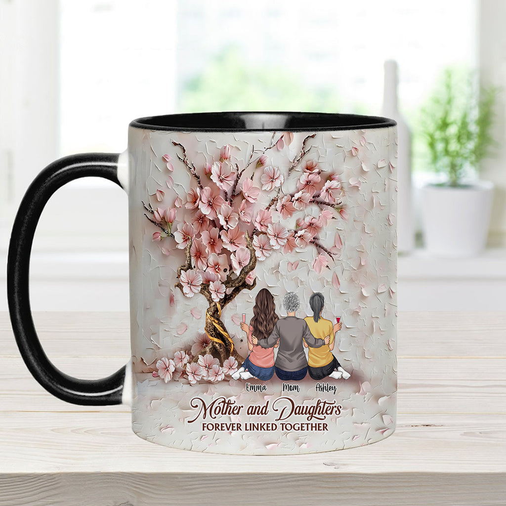 Mother And Daughters Forever Linked Together - Personalized Mother Accent Mug