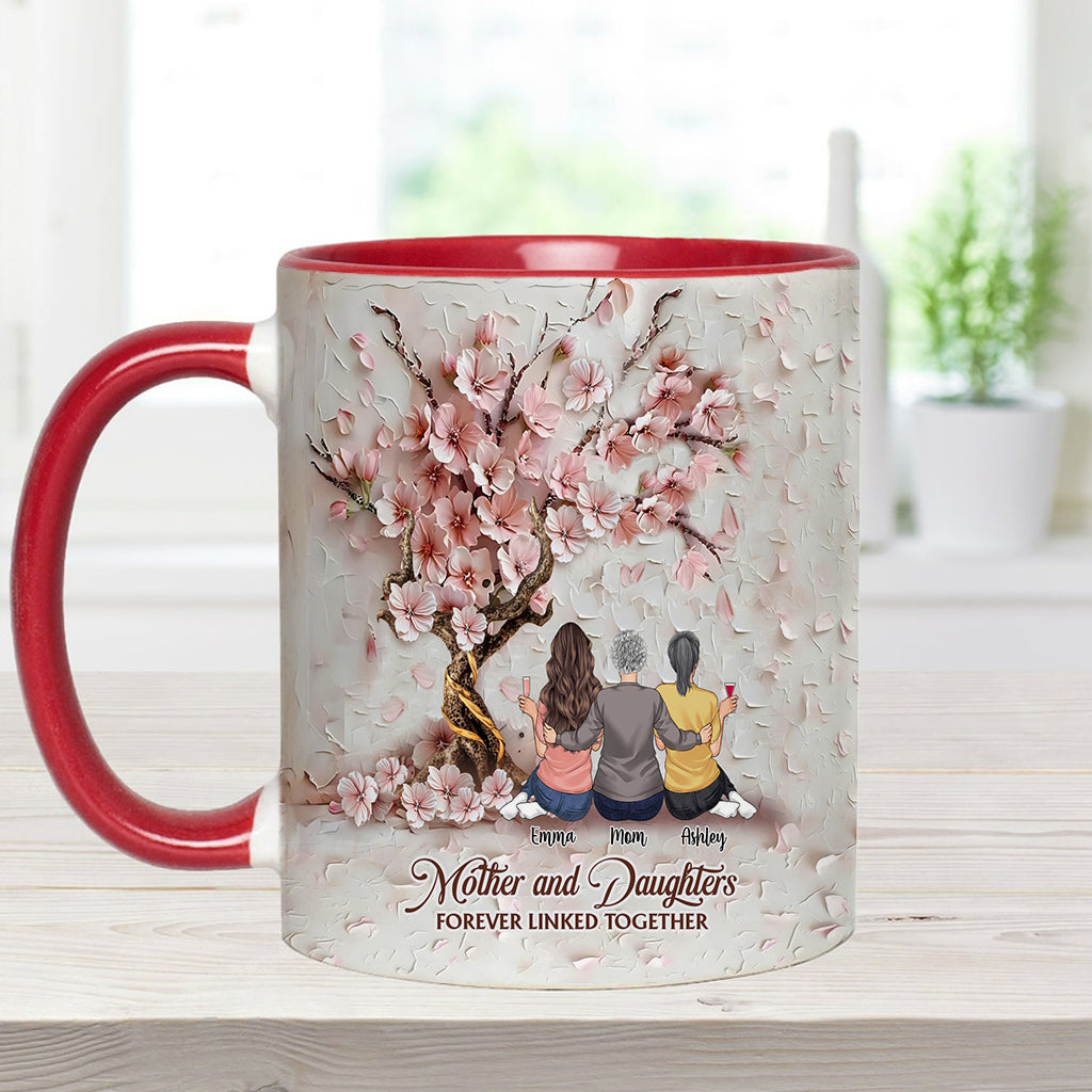 Mother And Daughters Forever Linked Together - Personalized Mother Accent Mug