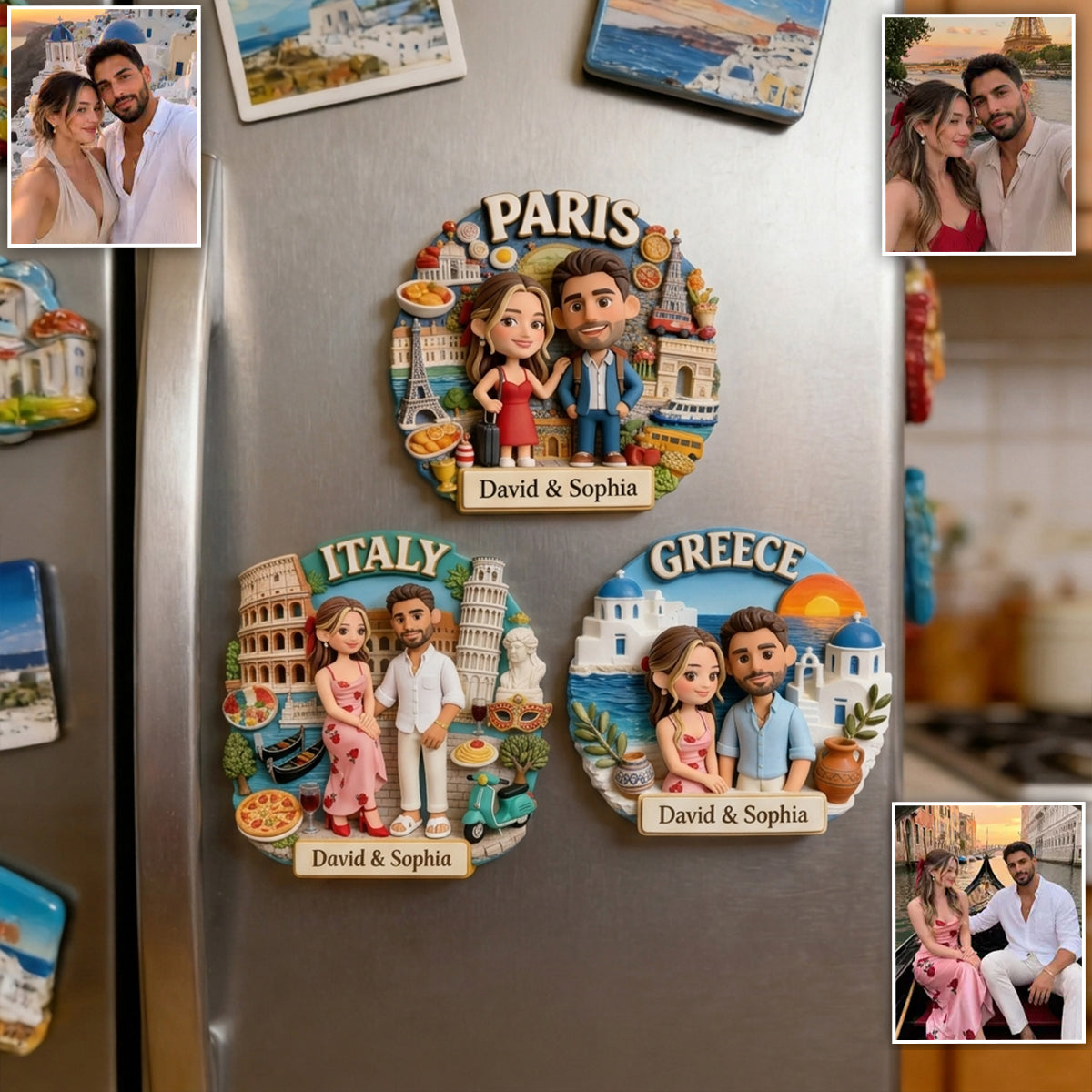 Reiseerinnerungen für Paare - Personalisierter Reisemagnet