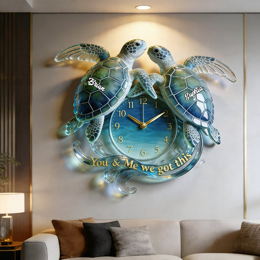 Du & Ich - Personalisierte Schildkröte Acryl Wanduhr