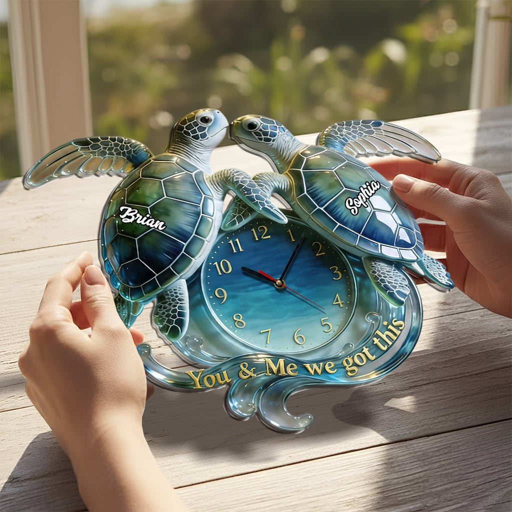Du & Ich - Personalisierte Schildkröte Acryl Wanduhr