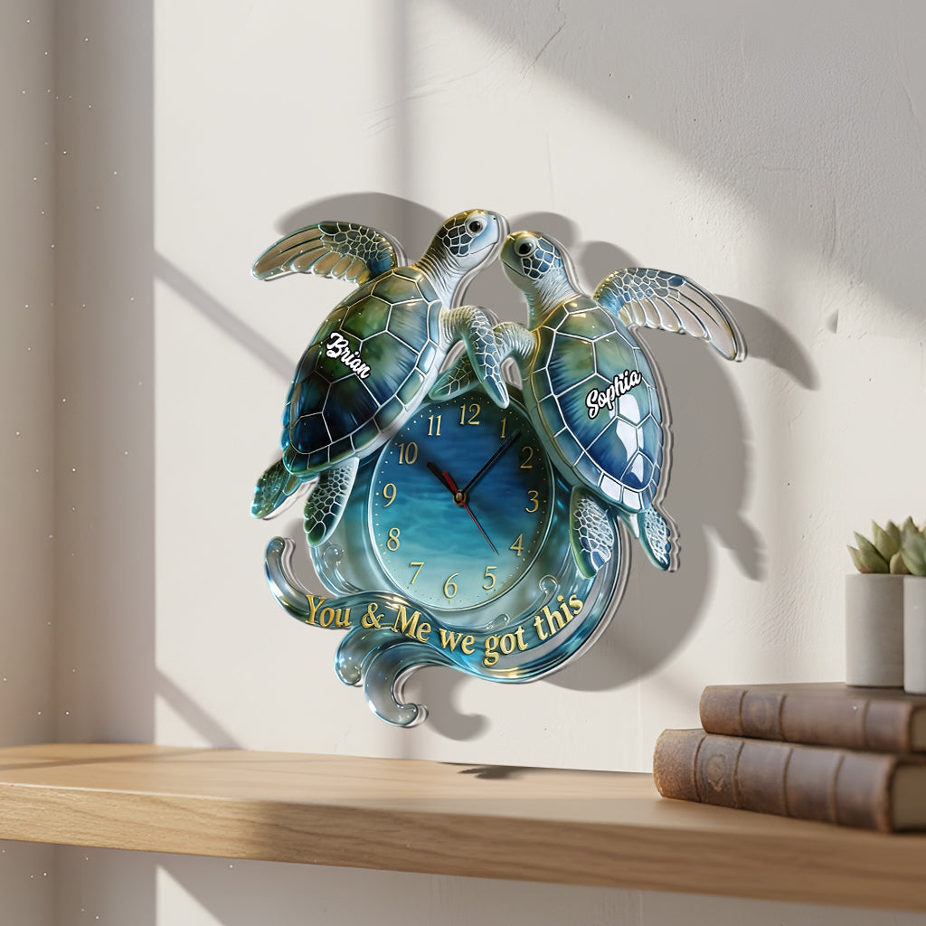 Du & Ich - Personalisierte Schildkröte Acryl Wanduhr