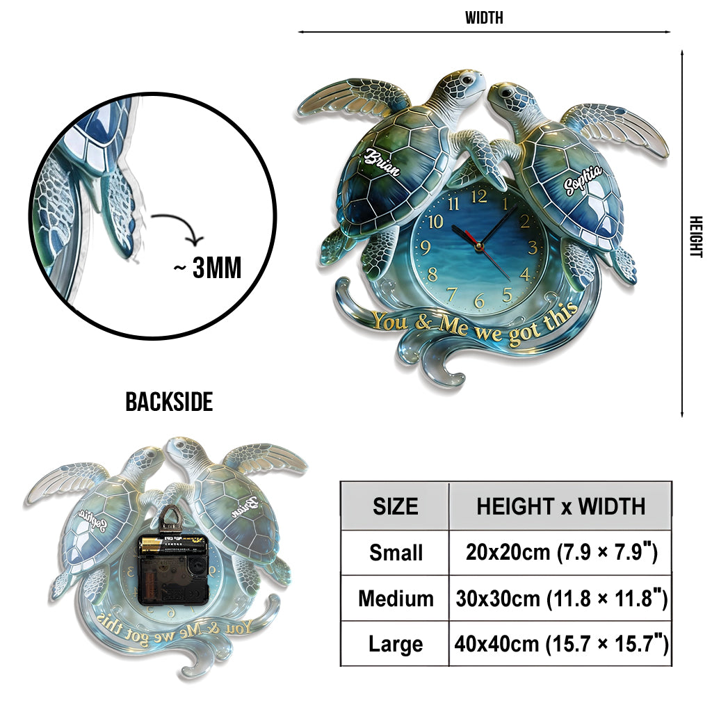 Du & Ich - Personalisierte Schildkröte Acryl Wanduhr